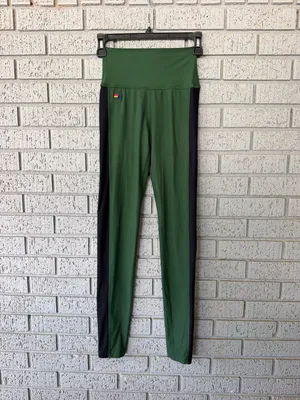 Aviator Nation High Rise Leggings Forest Green Black Stripes Small thumbnail 4