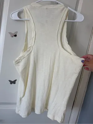 Anthropologie Cream Ribbed Tank Top thumbnail 4