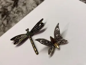 Lot Of 2 Vintage - Modern Insect Brooch Pins - Butterfly / Dragonfly Rhinestone thumbnail 9
