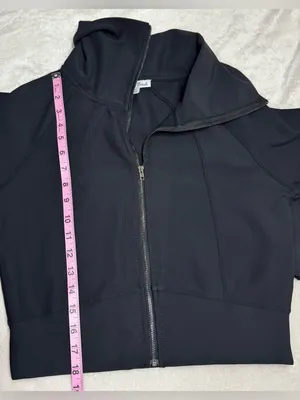 White Birch Black Cropped Ribbed Full Zip Active  Jacket Size Medium thumbnail 11