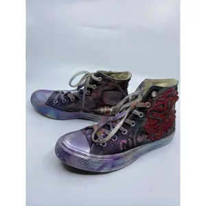 Converse Sneakers Customized Black Silver Womens 8 thumbnail 5