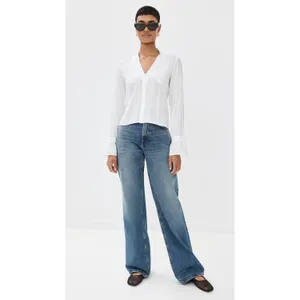 New! Reformation Vivi Cotton Voile Top In Ivory Size‎ 4 $168 thumbnail 4