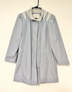 Mulberry Street Vintage Light Blue Collared Raincoat Padded Jacket Womens Medium thumbnail 1