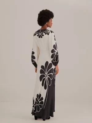 Farm Rio Black Palermo Cut Out Maxi Dress Vacation Tropical Resort Wear Size M thumbnail 3