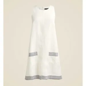 J.Crew Maxine Sailor Stripe Dress Linen A Line White Preppy Retro Resort XS NWT thumbnail 2