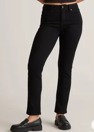 Quince Luna Stretch High Rise Slim Straight Organic Cotton Jeans Black 28in 8 thumbnail 1