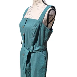Baltic Born Hartford Linen Blend Wide Leg Button‎ Front Jumpsuit Green Medium thumbnail 6
