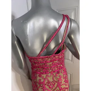 Sherri Hill 54250 One Shoulder Beaded Prom Gown Pink Nude Size 8 Dress thumbnail 10