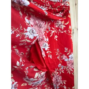 NWT Lulus My Favorite Day Red Floral Print Tulip Skirt Midi Dress Party Size XS thumbnail 5