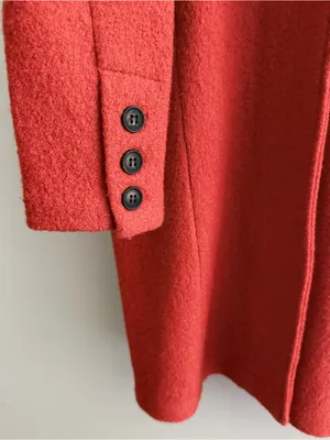 Rachel Zoe Red-Orange Long Wool-Blend Single-Button Coat Womens Small thumbnail 6