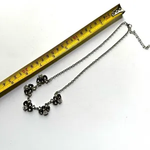 Grey and clear rhinestone necklace Silver thumbnail 6