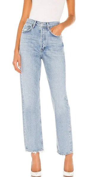 AGOLDE High-Rise Light Blue Straight Leg Jeans thumbnail 1