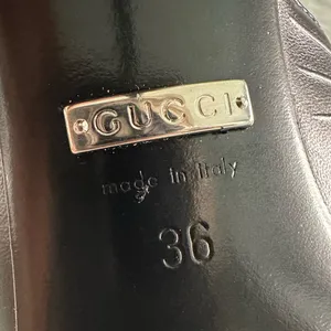Authentic GUCCI Black‎ Leather Betsey Ankle Strap Heels Shoes Sz 36 thumbnail 6