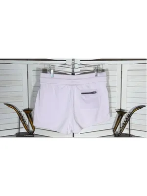 Reebok shorts cotton cord tie waist activewear athleisure gym pilates running L thumbnail 2