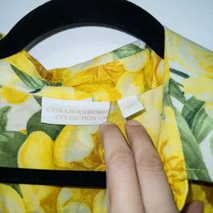 Carla Rockmore Collection Yellow Floral 100% Cotton Printed Shirtdress Large thumbnail 3