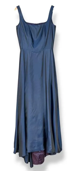 Vintage 90s Prom Dress FLAWS‎ Blue Sleeveless Iridescent Formal Classic Gown thumbnail 1