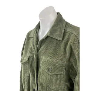 POL Women's Green Corduroy Long Sleeve Pocket Button Down Utility Jacket Size S thumbnail 2