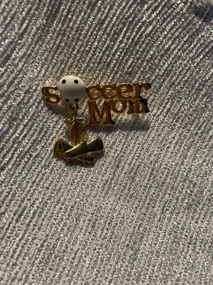 Vintage Soccer Mom Pin Brooch Ball Shoes Costume Jewelry thumbnail 2