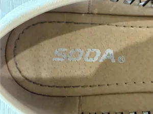 Soda Beige Ballet Flats with Woven Metallic Trim thumbnail 4
