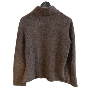 J Jill Women's Gray Brown Speckled Knit Quarter Zip Mock‎ Neck Sweater Small thumbnail 3