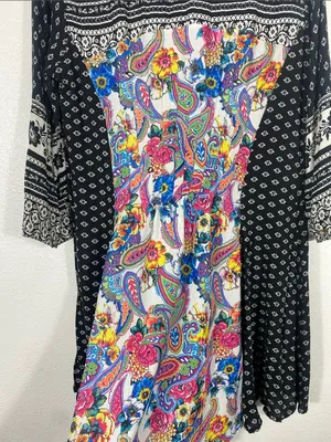 Anthropologie by Cyrena Boho Purple Printed Button-Front Mini Shirt Dress Size L thumbnail 8