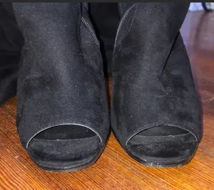 Thigh High Fabric Open Toe Boots thumbnail 3