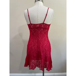 Inner Secrets Red Lace Sheer Chemise Babydoll‎ Lingerie Slip Dress Size M thumbnail 2