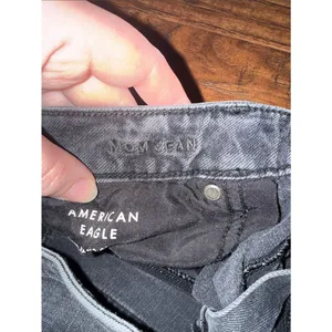 Women’s American Eagle High Rise Mom Jeans charcoal wash denim thumbnail 6