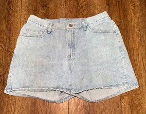 90s Riders‎ by Lee High Waisted Light Wash Denim Shorts Womens 14 100% Cotton thumbnail 1