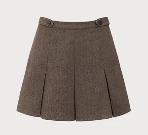 RIHOAS Brown Striped Pleated Mini Skirt Size M thumbnail 8