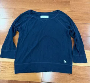 Abercrombie & Fitch Pullover Top Womens Navy Blue Raglan Sleeve L‎ thumbnail 1