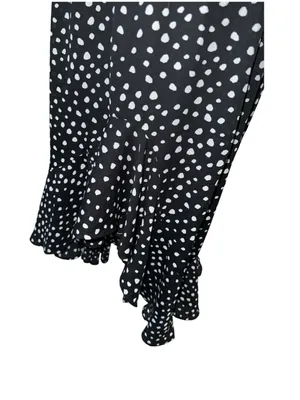 Max Studio Black and White Polka Dot High-Low Ruffle Skirt thumbnail 4