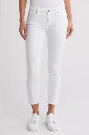 Paige Denim Kylie Cropped Skinny Jeans in Optic White Cotton Women's Size 27 thumbnail 1