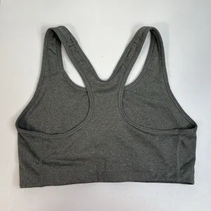 Nike M Medium Sports Bra Racerback Center Swoosh Logo Gray Black Workout Fitness thumbnail 5