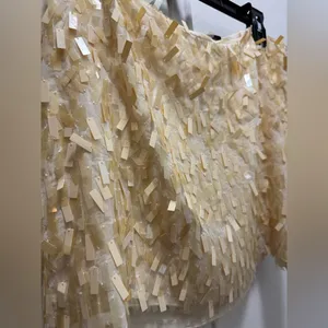 BCBGMaxAzria Eurosummer sequin sheer mini skirt size 4 cream/yellow mermaidcore thumbnail 3