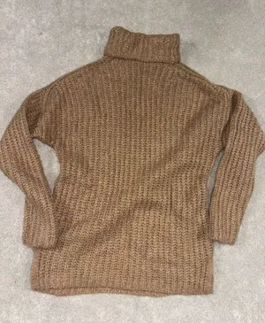 abercrombie & fitch Brown Chunky Knit‎ Turtleneck Sweater Small Split Hem EUC thumbnail 1