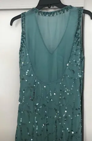 Modcloth Teal Sequin Beaded Formal Gown / Prom Dress thumbnail 2
