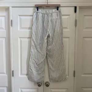 NWT Quince European Linen Women 8 Wide Leg Pant Oatmeal Stripe Eco Coastal thumbnail 8