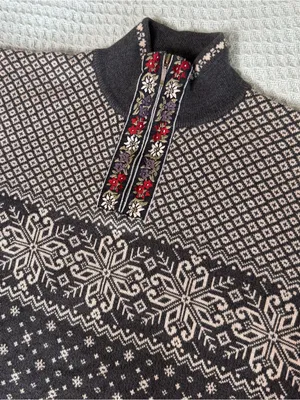 Vintage Y2K Woolrich Fair Isle 1/4 Quarter Zip Sweater Womens Large Gray Beige thumbnail 2
