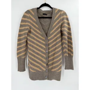 Vero Moda Cardigan Women M Brown Chevron Stripe Angora Blend Long Knit Boho‎ thumbnail 3