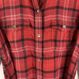 American Eagle Size XS Shirt Dress Red Flannel Plaid Button Front Long Sleeve thumbnail 4