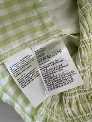 H&M Green and white gingham puff sleeve smocked crop top NWT medium thumbnail 5