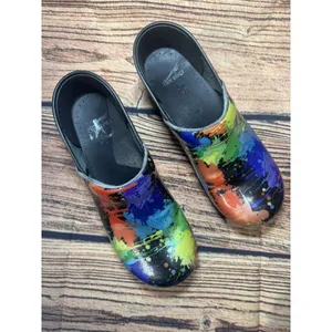 Dansko Paint Splatter Patent Leather Professional Stapled Clogs Shoes 11 thumbnail 4
