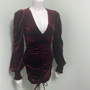 Windsor Mariah Velvet Long Sleeve Ruched Bodycon Mini Dress small NEW thumbnail 5