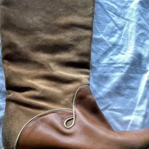 Vintage M Giovanni Z Women’s Leather Long Boots Brown Heel Western Sz 7 Italy thumbnail 9