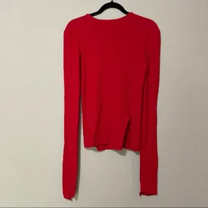 Helmut Lang Red Ribbed Knot Long Sleeve Slightly Cropped Sweater Womens S Casual thumbnail 7