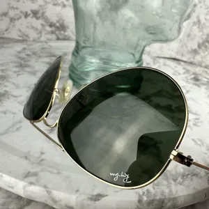 Ray Ban Vintage Aviator Large Gold Metal Sunglasses RB8026 Made‎ in Italy thumbnail 7