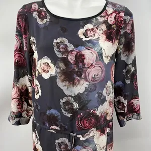 Club Monaco 3/4 sleeve floral print silk dress thumbnail 1