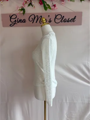 Free People White Textured Long Sleeve Knit Top by Sanctuary thumbnail 2