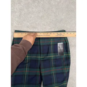 NWT‎ Lauren Ralph Lauren Plaid Tartan Cuffed Ankle Trousers Women's 2 Wool Navy thumbnail 11